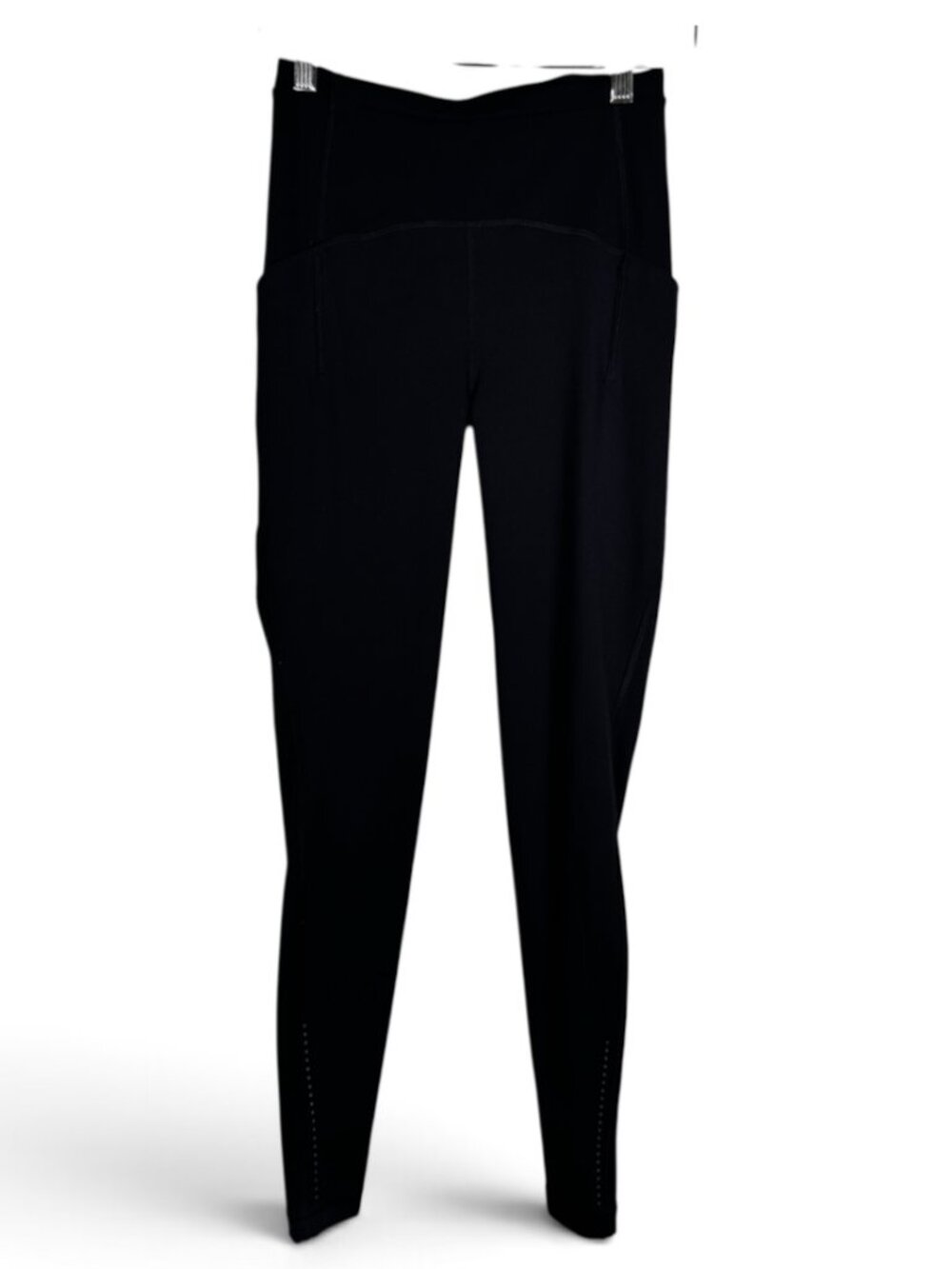 Lululemon Black High Rise Running Leggings Side Pockets Reflective Detail
